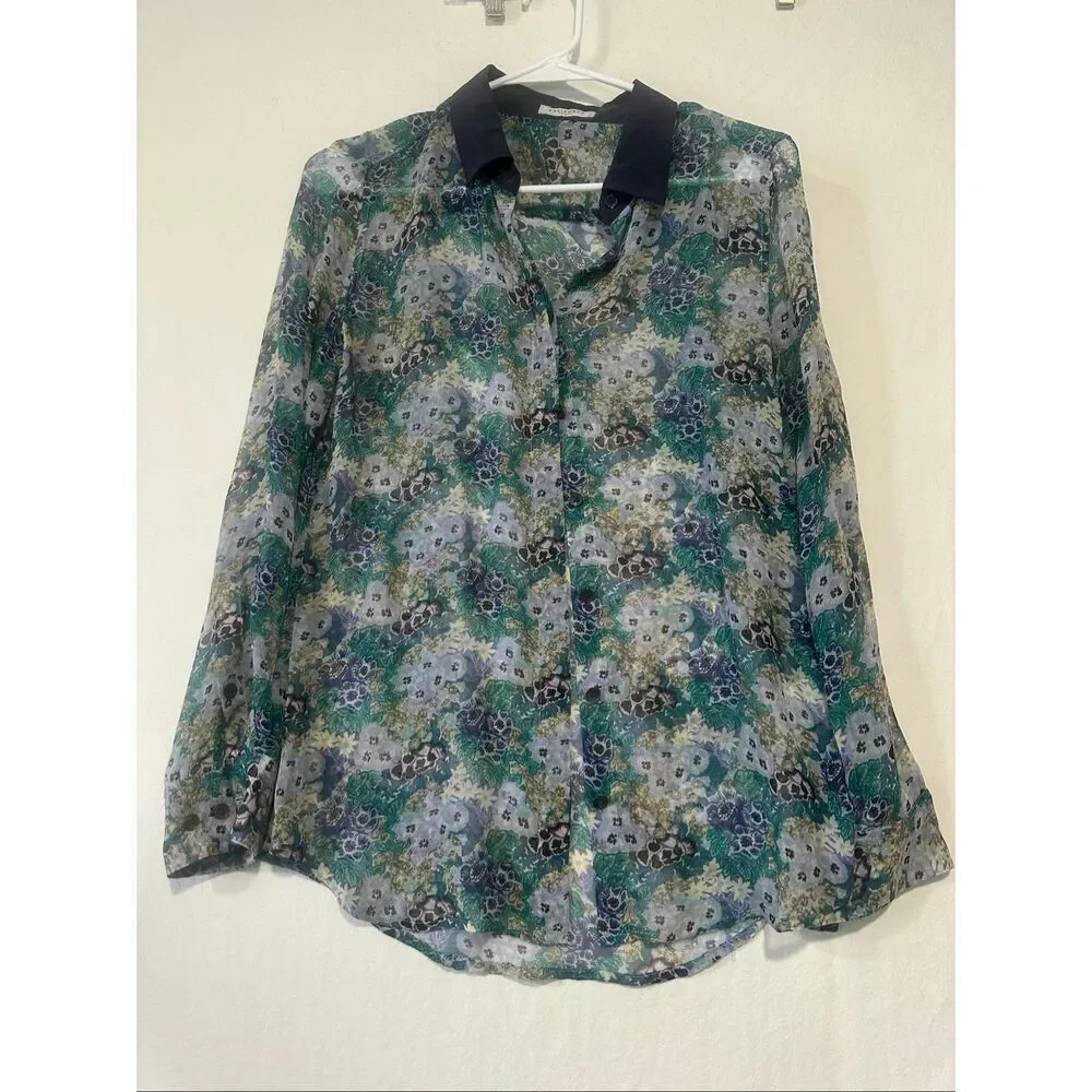 Equipment Femme Silk Button Front Women’s Small Floral Long Sleeve